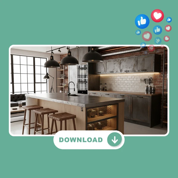 AI 주방 플래너 - 3단계: 최종 결과 미리 보기, 다운로드 또는 공유 | RoomDesign