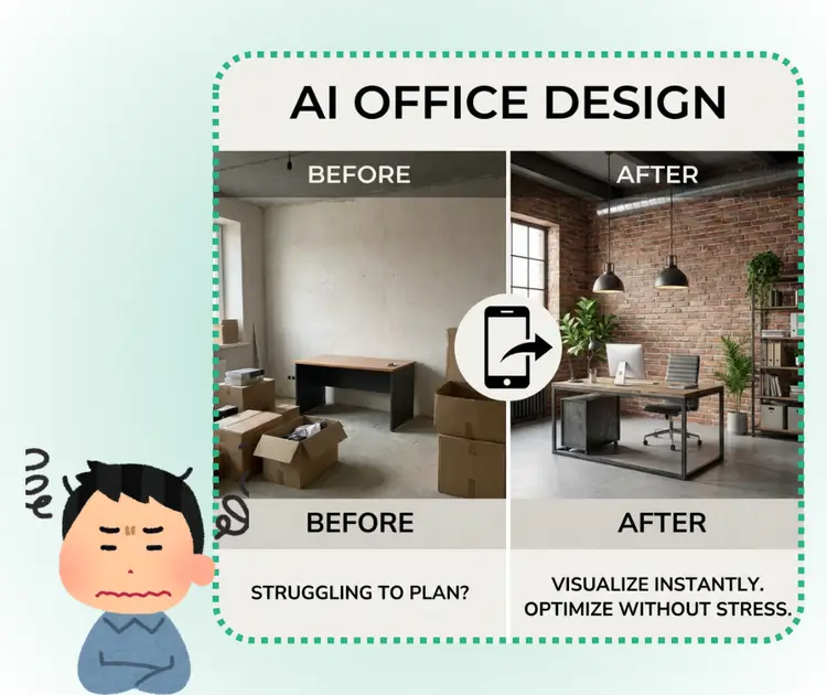 تصميم المكتب بالذكاء الاصطناعي – هل تواجه صعوبة في تخطيط مساحة مكتبك؟ | RoomDesign