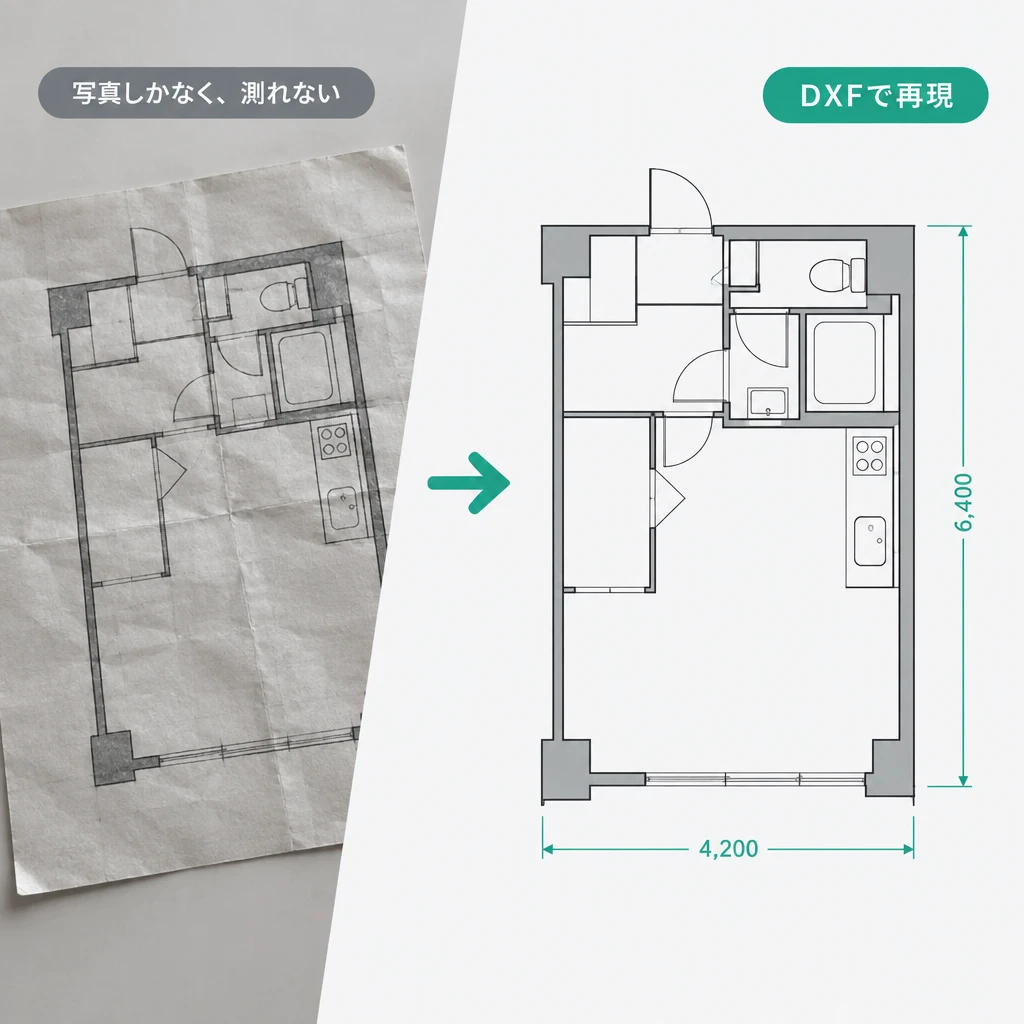 図面が写真しか残っていないとき