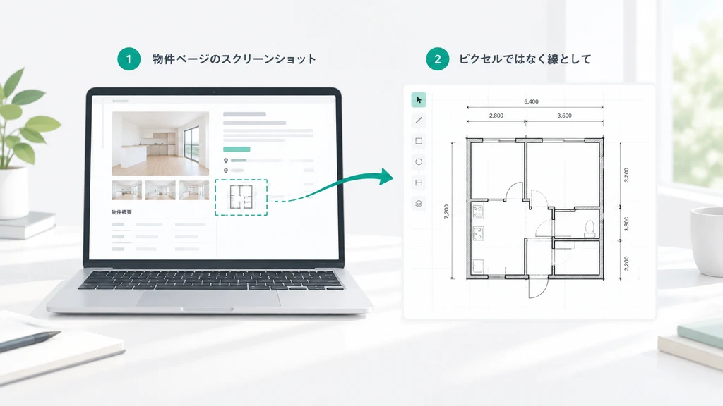 画像からDXFへ変換: スクリーンショットを図面化