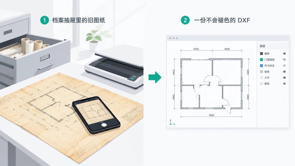 图片转 DXF 转换器: 把纸质图纸电子化