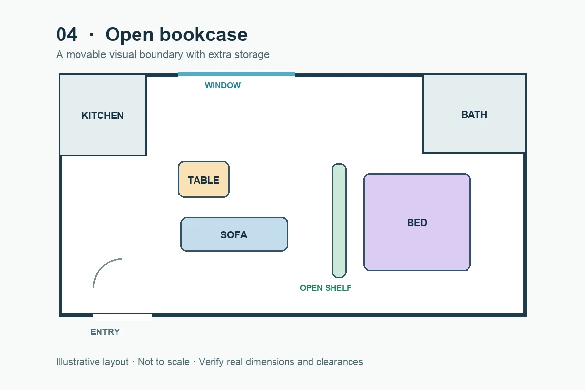 Separate the Bed With an Open Bookcase