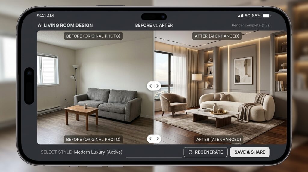 Preview Your Luxury Living Room with AI Tools