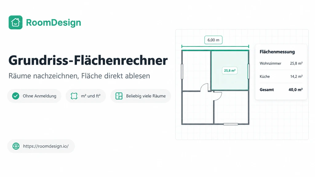 Grundriss mit Referenzlinie, Raumflächen und Gesamtfläche