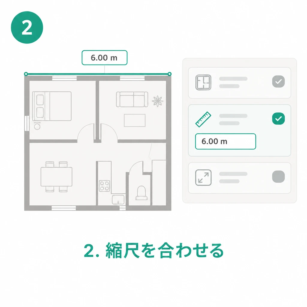 2. 縮尺を合わせる