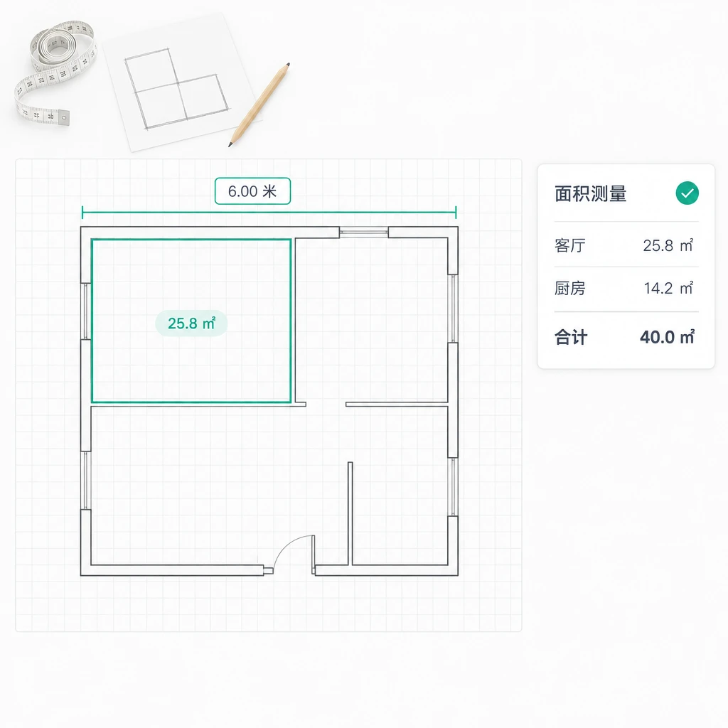描绘房间轮廓并在旁边显示测量面积