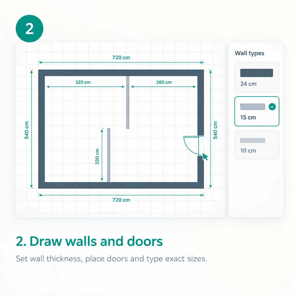 Step 2: Draw Walls and Doors