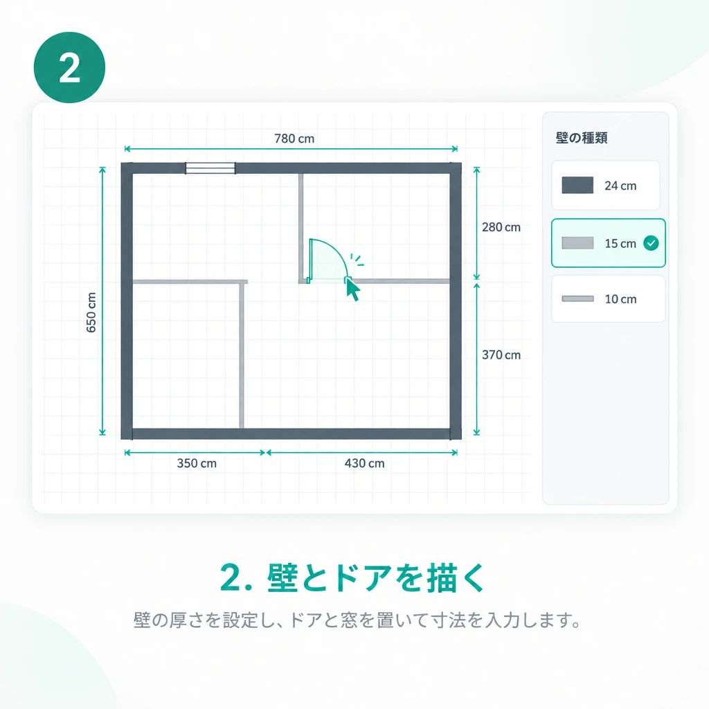2. 壁とドアを描く