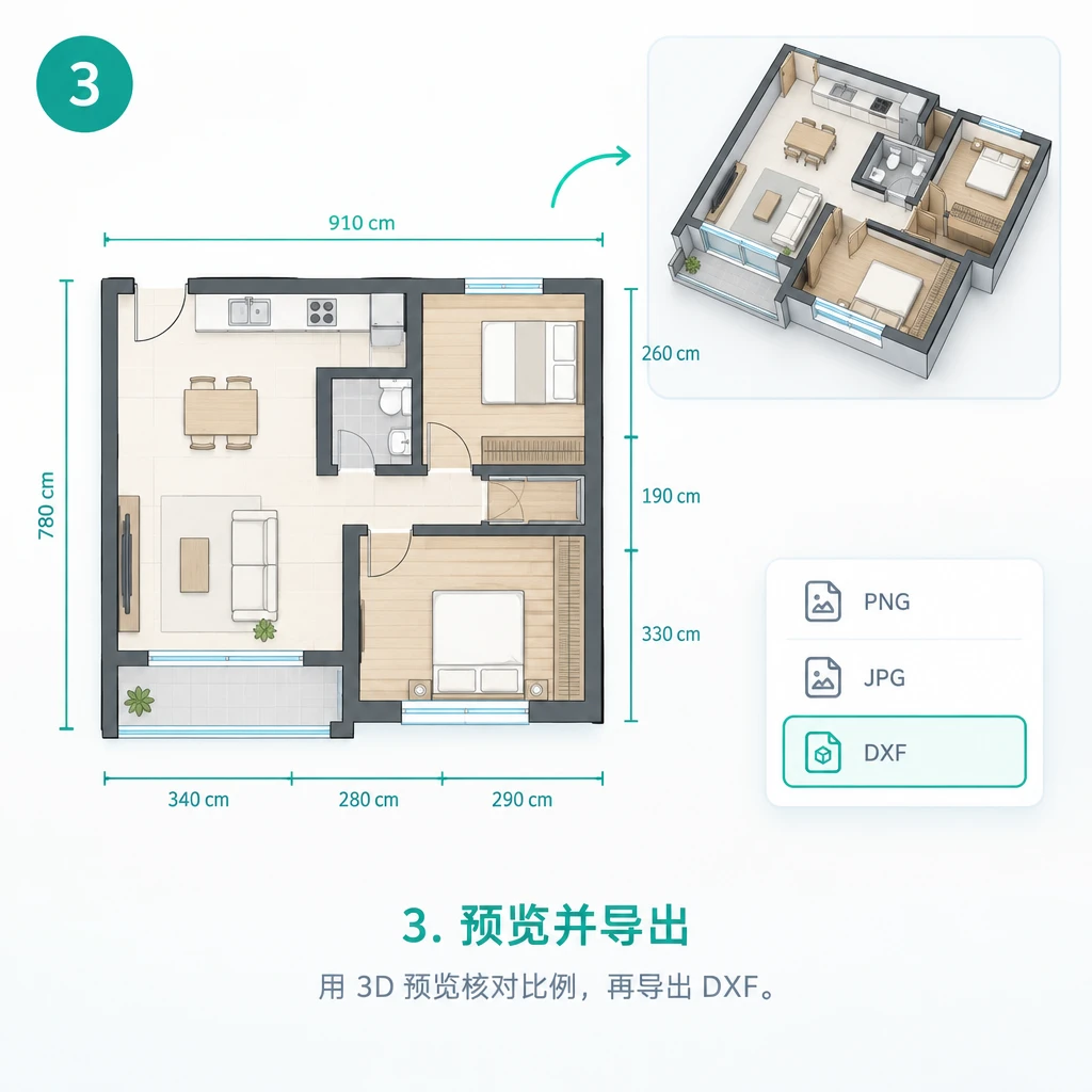 3. 预览并导出