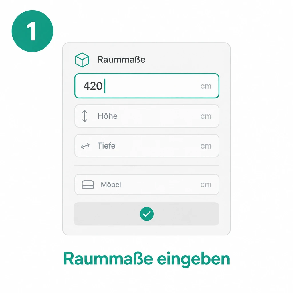 Schritt 1: Raummaße eingeben