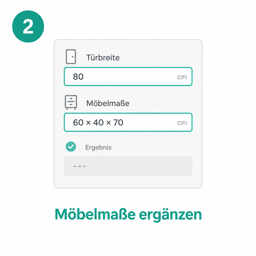 Schritt 2: Möbelmaße ergänzen