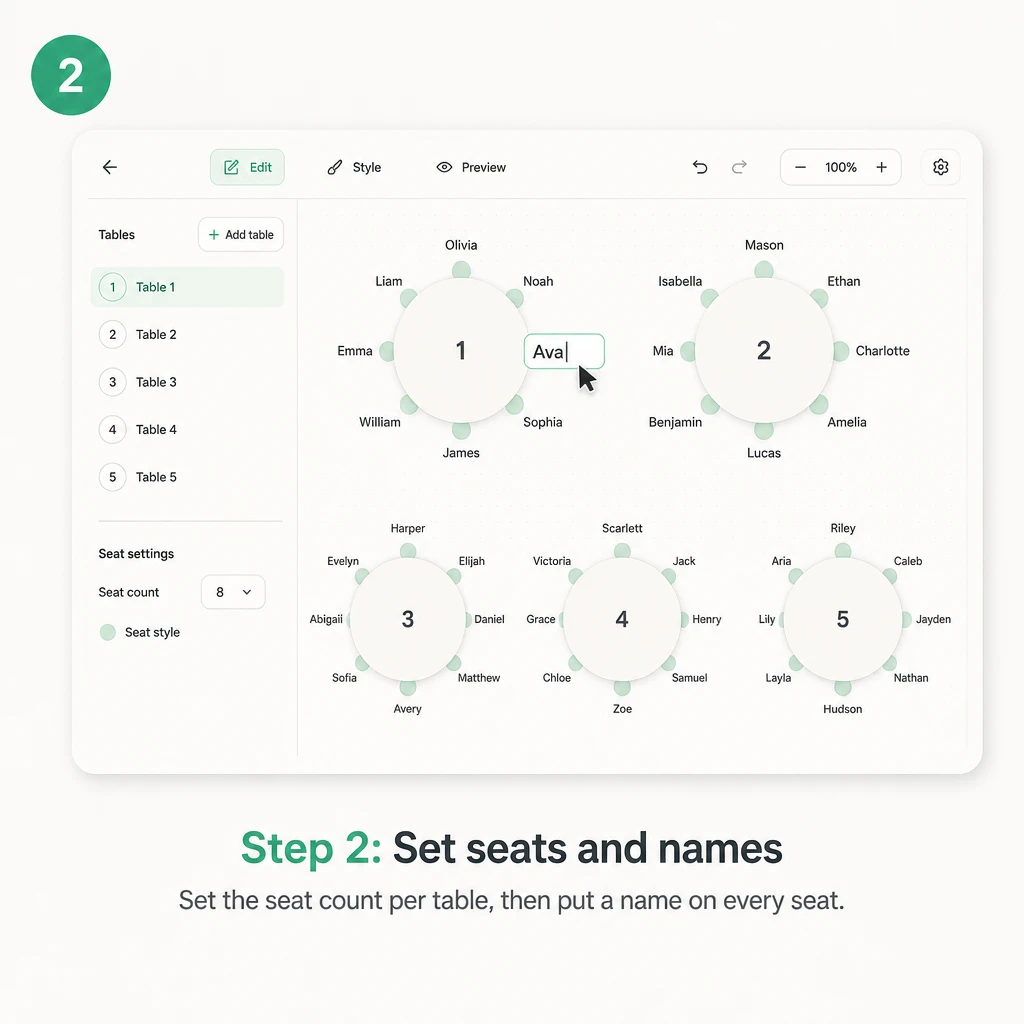 Step 2: Set Seats and Names