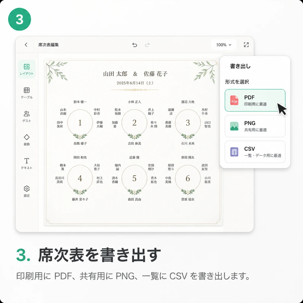 3. 席次表を書き出す
