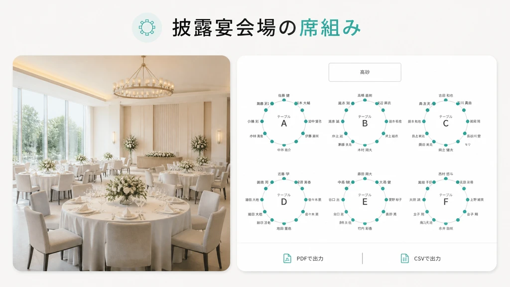 披露宴の席を組み立てる