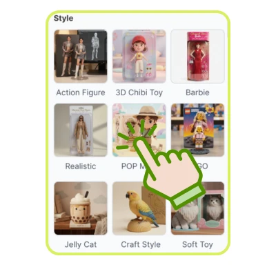 Générateur de Figurines d’Action IA : Étape 2 : Choisissez un style préféré pour votre figurine d’action personnalisée