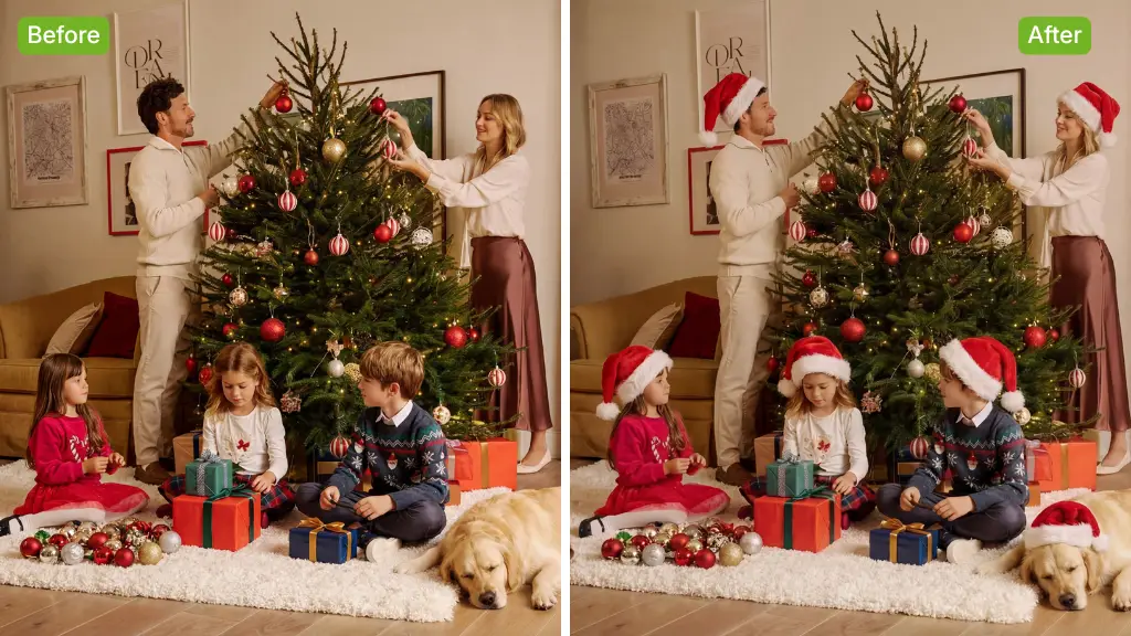 Exemple d'ajout d'un chapeau de Noël à la photo : Classique après