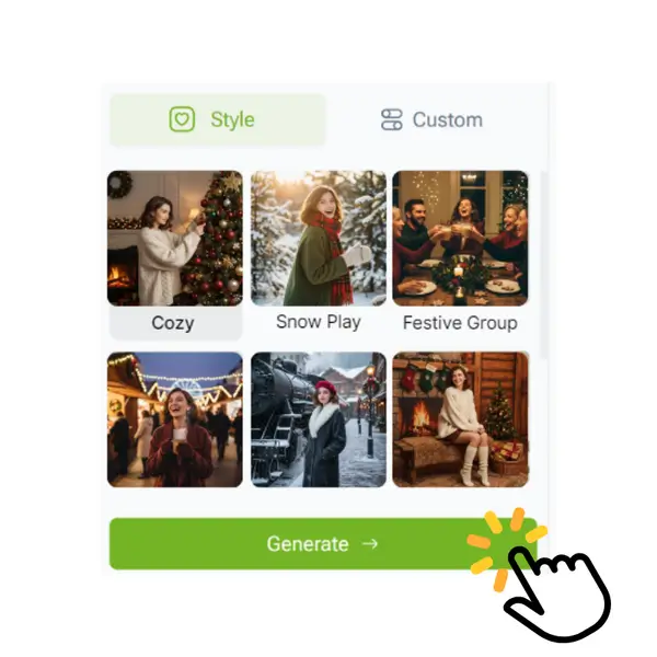 AI Christmas Photo Generator - Step 2: Pick a Style or Enter a Custom Prompt