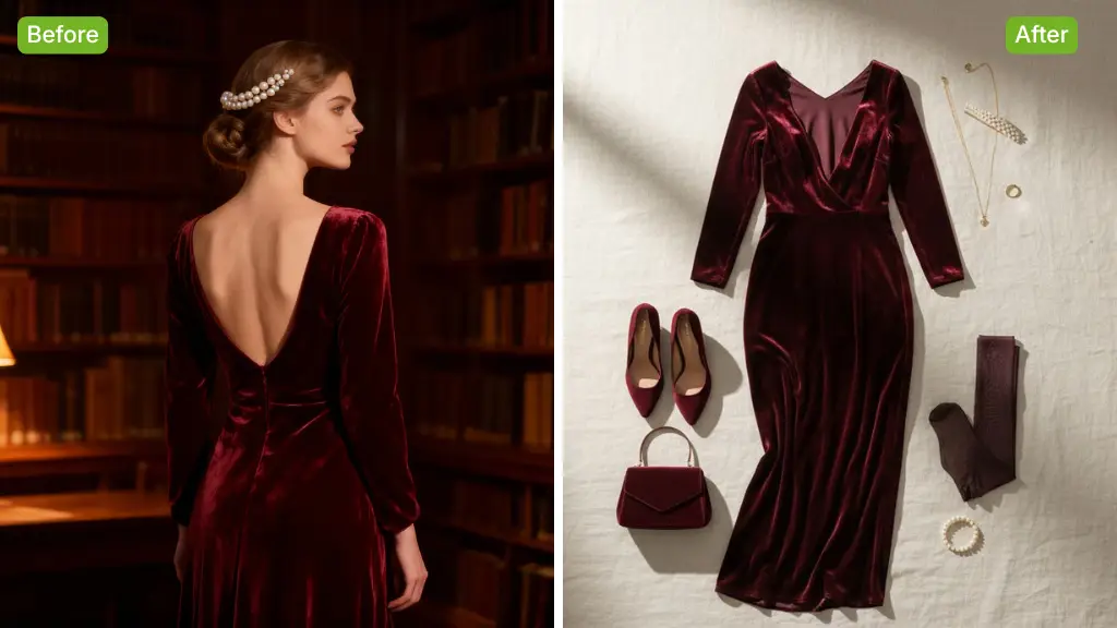 AI Flat Lay Clothing Photography Sample: before | VisualGPT