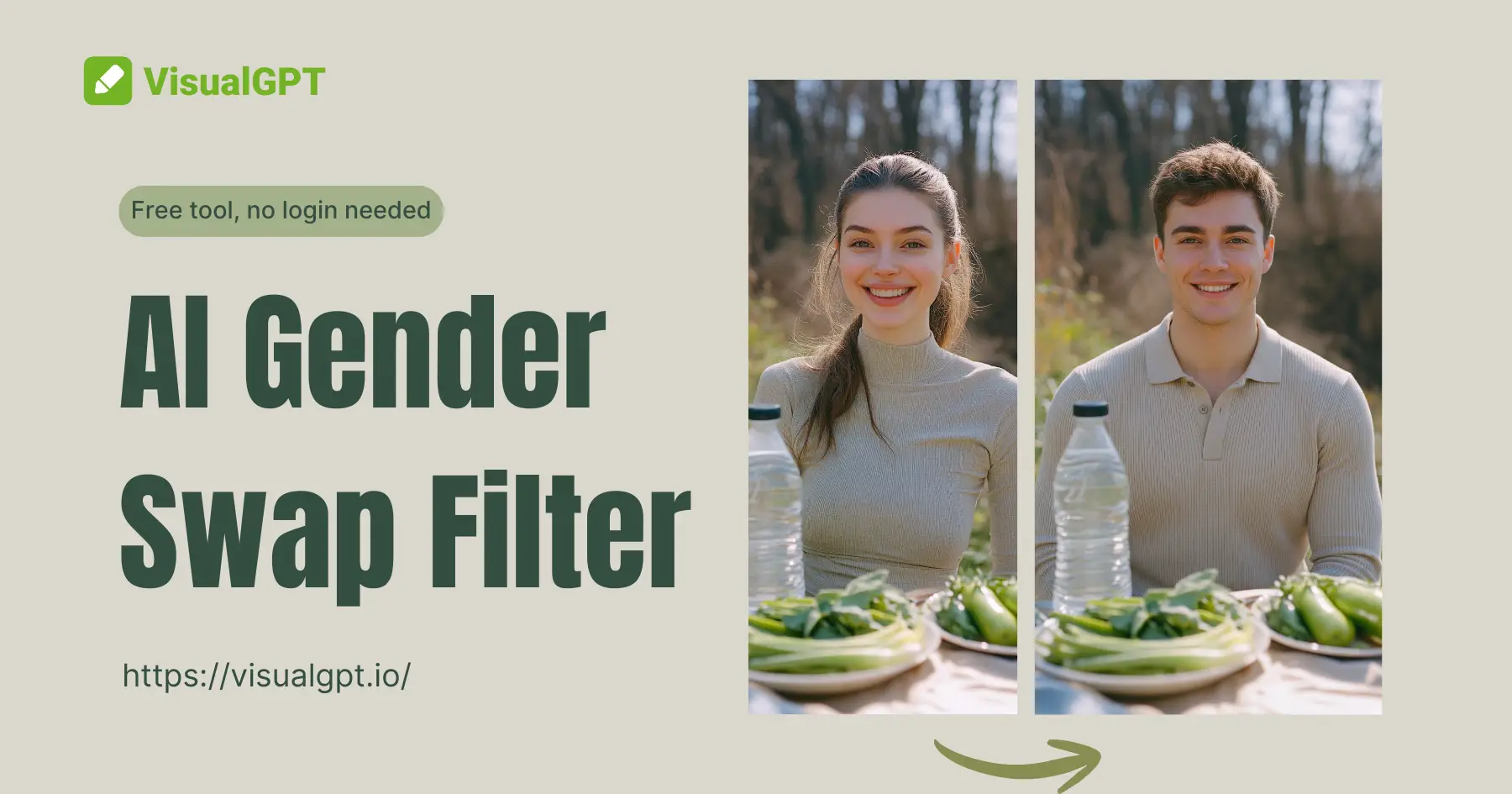 Muestra del filtro de cambio de género con IA