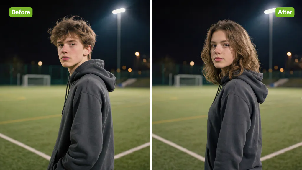 Fondo del filtro de cambio de género con IA