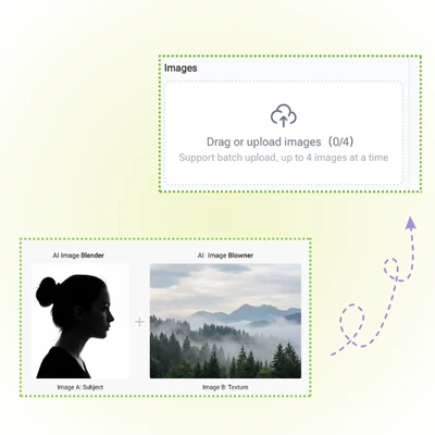 Смешиватель изображений с ИИ - Шаг 1: Загрузите два изображения