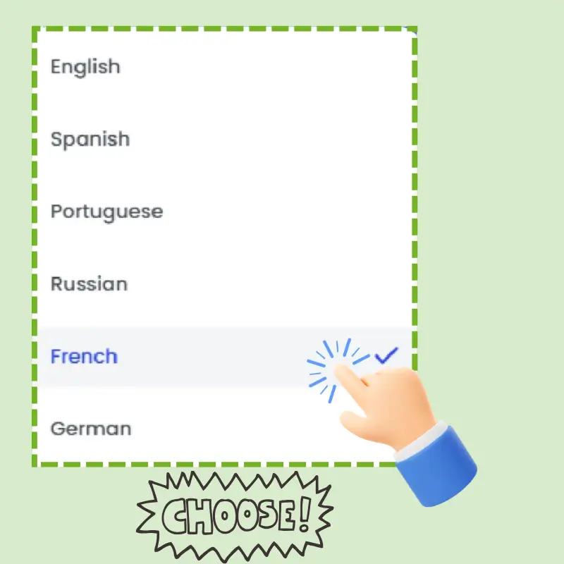 Traducteur d'images IA - Étape 2 : Sélectionnez la langue cible