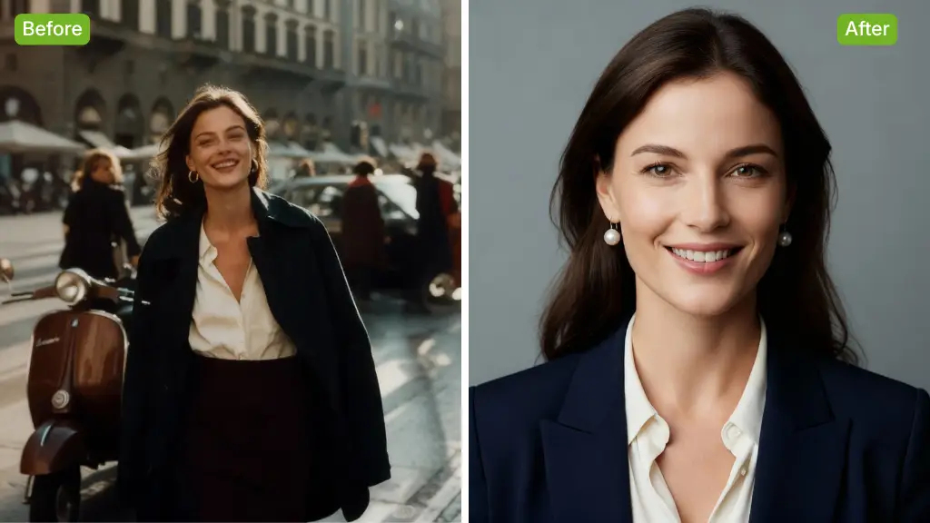 AI LinkedIn Foto Generator Beispiel: Modern vorher