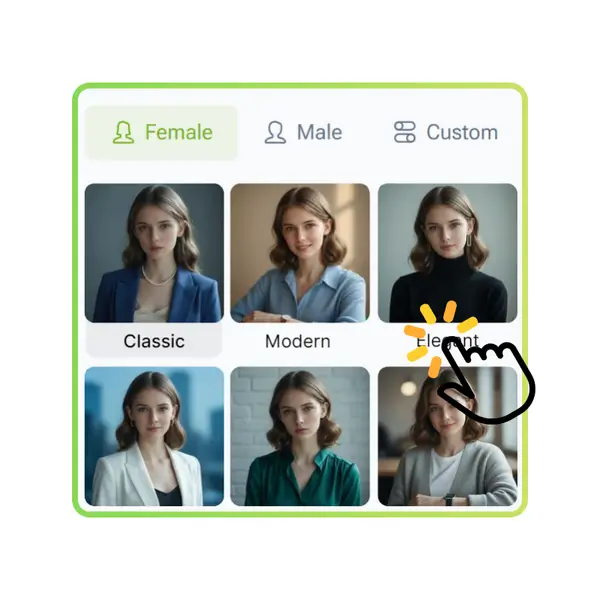 AI LinkedIn Photo Generator: Step 2: Pick a Style or Add Your Own Prompt