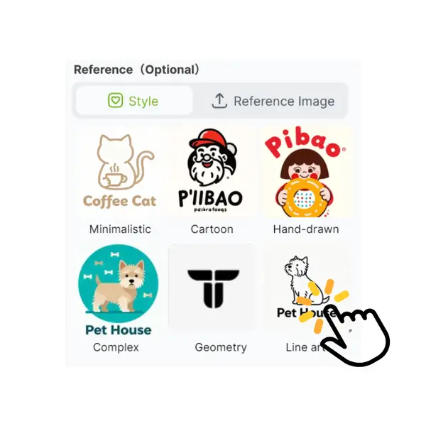 AI Logo Generator: Step 2: Choose a Style or Use a Reference Image (Optional)