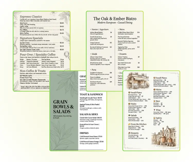 Ready-Made Menu Styles That Look Professional