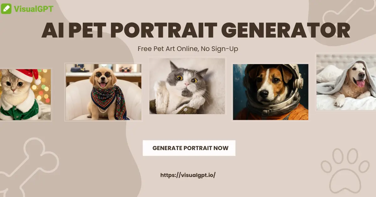 Generador de Retratos de Mascotas con IA – Arte de Mascotas Gratis en Línea, Sin Registro