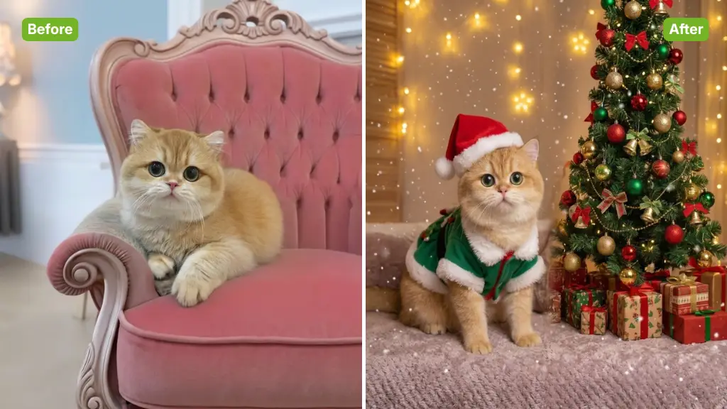 Ejemplo del Generador de Retratos de Mascotas con IA: Christmas