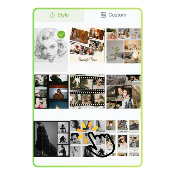 KI-Fotocollagen-Ersteller - Schritt 2: Wählen oder Beschreiben Sie Ihren Collagen-Stil