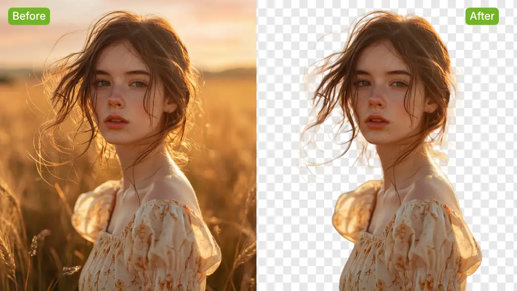 AI PNG Maker Sample: woman with background | VisualGPT