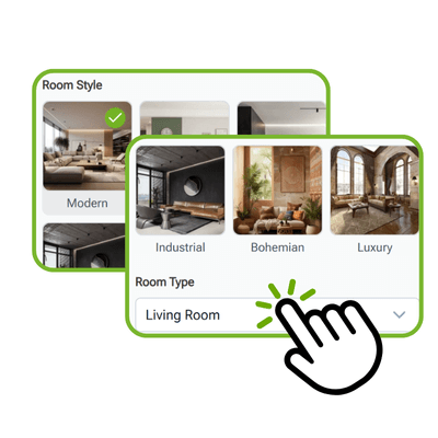 Concepteur de pièce IA : Étape 2 : Sélectionnez le style et le type de pièce