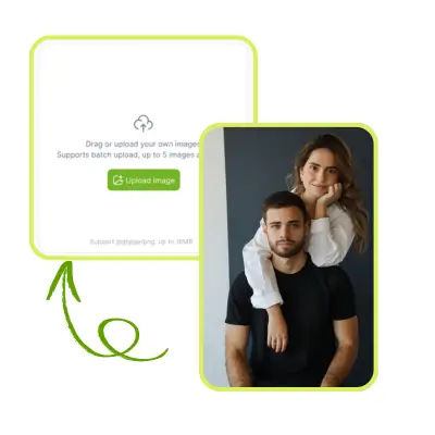 KI Hochzeitsfotogenerator: Schritt 1 - Laden Sie Ihre Fotos hoch