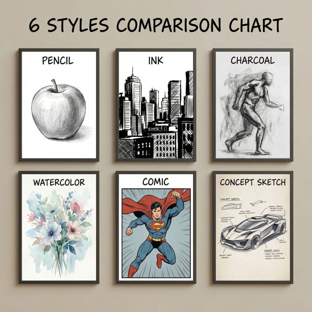 6 STYLES COMPARISON CHART