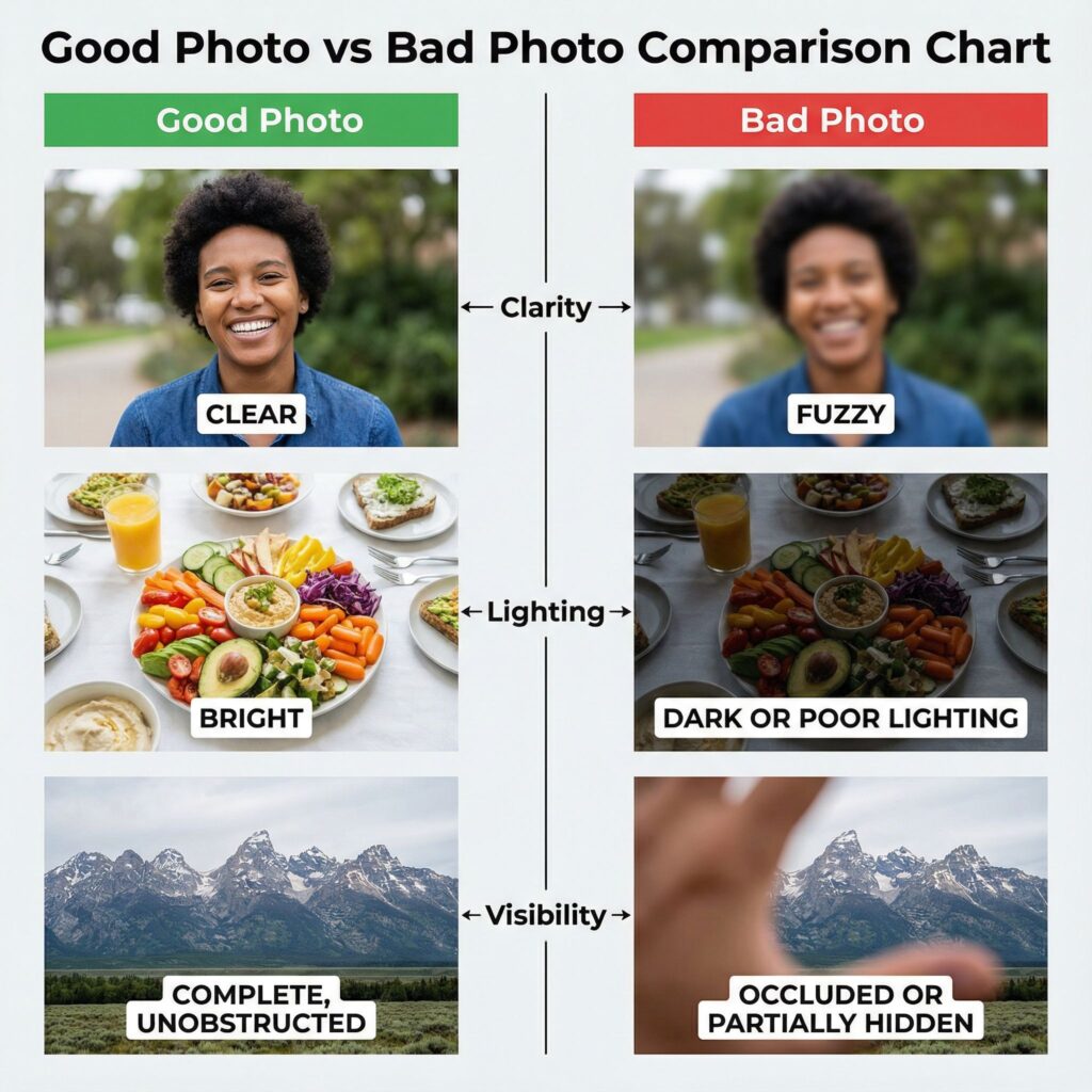 Good Photo vs Bad Photo Comparison Chart