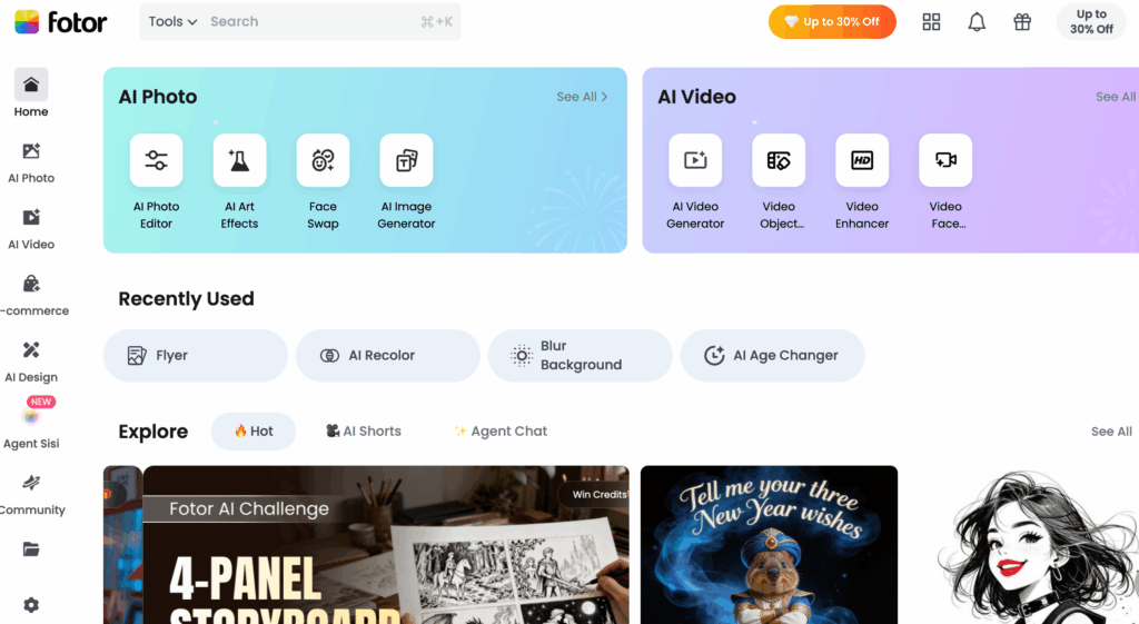 Fotor the interface of operation