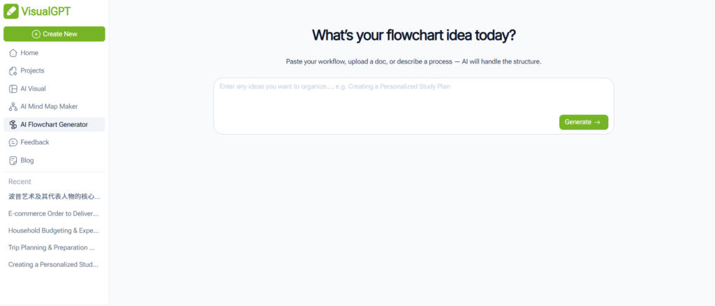 Step 1 : Go to AI Flowchart Generator.