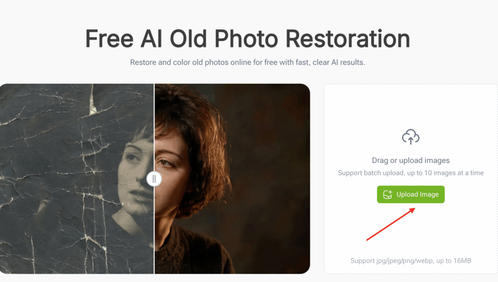 drag and drop photos into the online workspace.