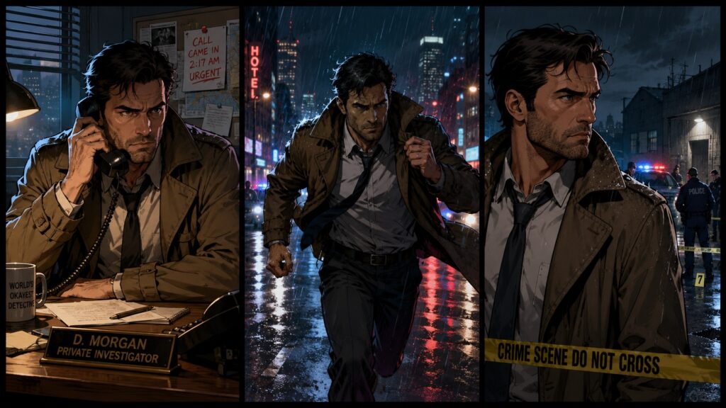 Short comic strip showing fast-paced storytelling across 3 panels