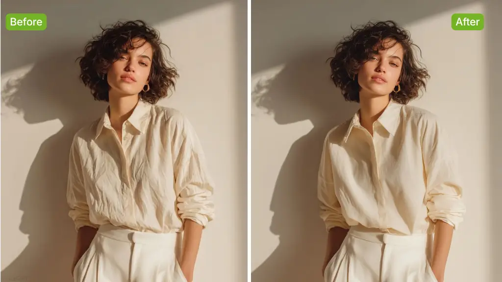 Résultat de l'outil de suppression des rides vestimentaires