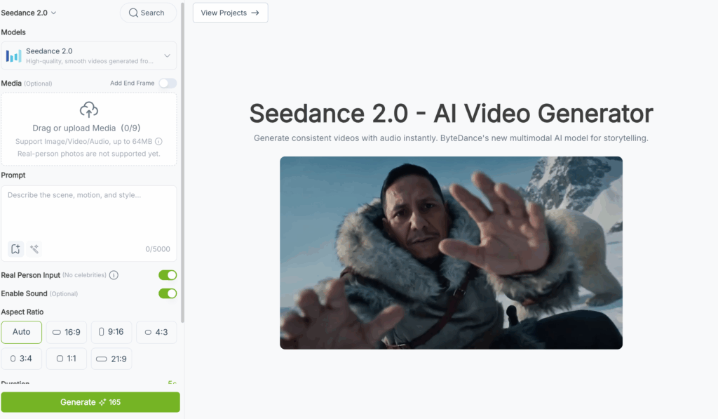 Seedance 2.0 Model in VisualGPT