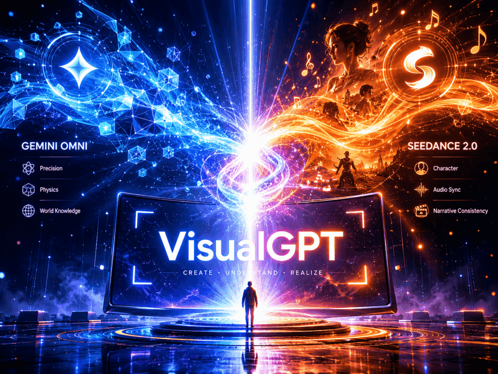 Gemini Omni and Seedance 2.0 merging as complementary AI video tools on the VisualGPT platform