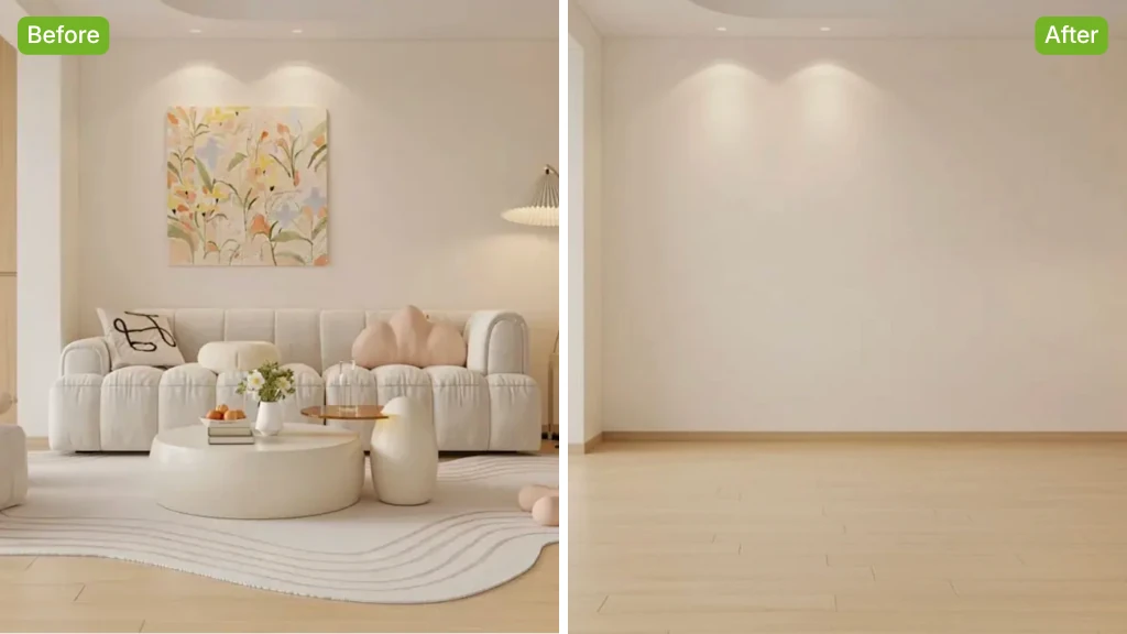 AI Room Cleaner Sample: room with chair | VisualGPT
