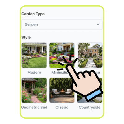 Générateur de design de jardin : Étape 2 : Choisissez un type et un style de jardin
