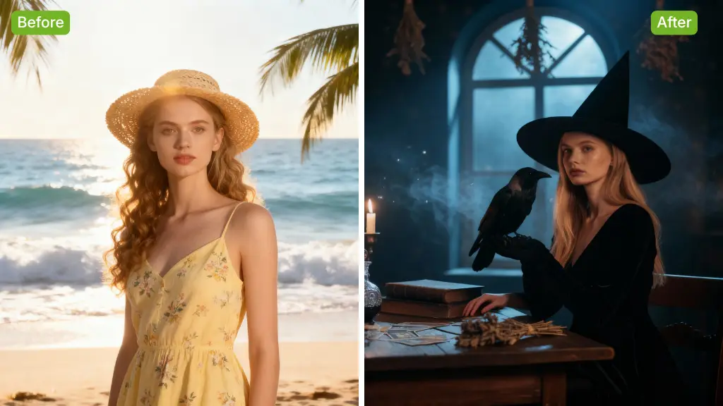 Ejemplo de Sesión Fotográfica de Halloween con AI: Bruja - VisualGPT