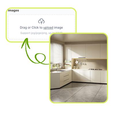 Planificateur de cuisine IA : Étape 1 – Téléchargez le plan ou une image de votre cuisine