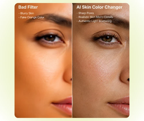 AI Skin Color Changer - Tired of Fake Orange Tints and Blurred Pores?